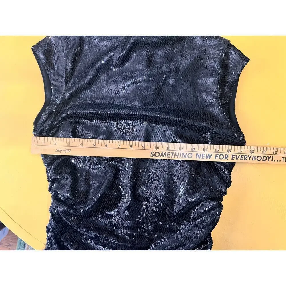 Michael Kors Sequined Stretch Knit Cap Sleeve Mini Dress Black Women's M NWOT - Picture 6 of 8